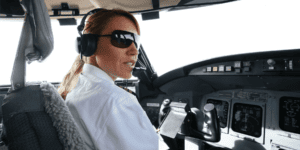 Female Commercial Pilot in Cockpit